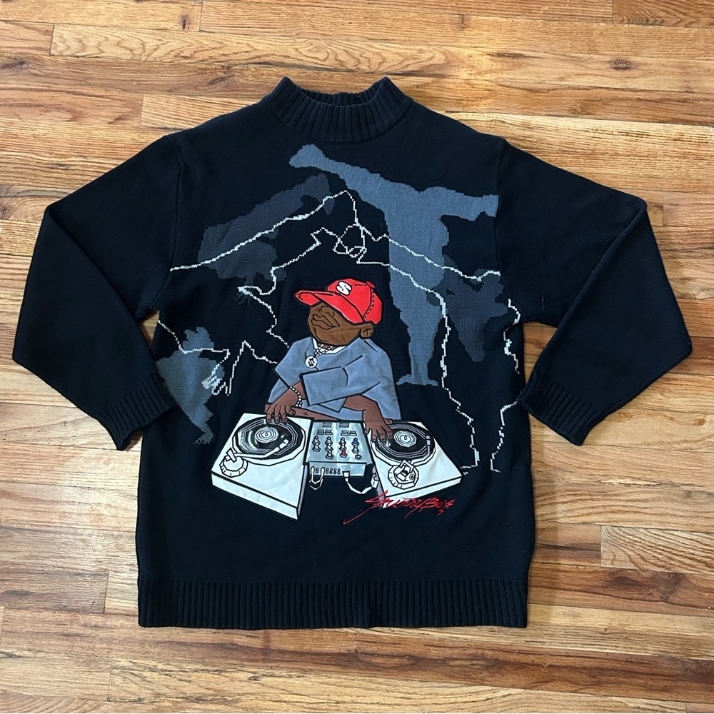 Vintage 90’s DJ B-BOY Blue Boy Authentic Sweater Hip Hop Y2K XL